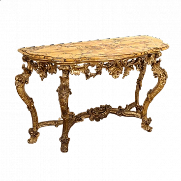 Baroque console table in carved and gilded wood, mid-18th century