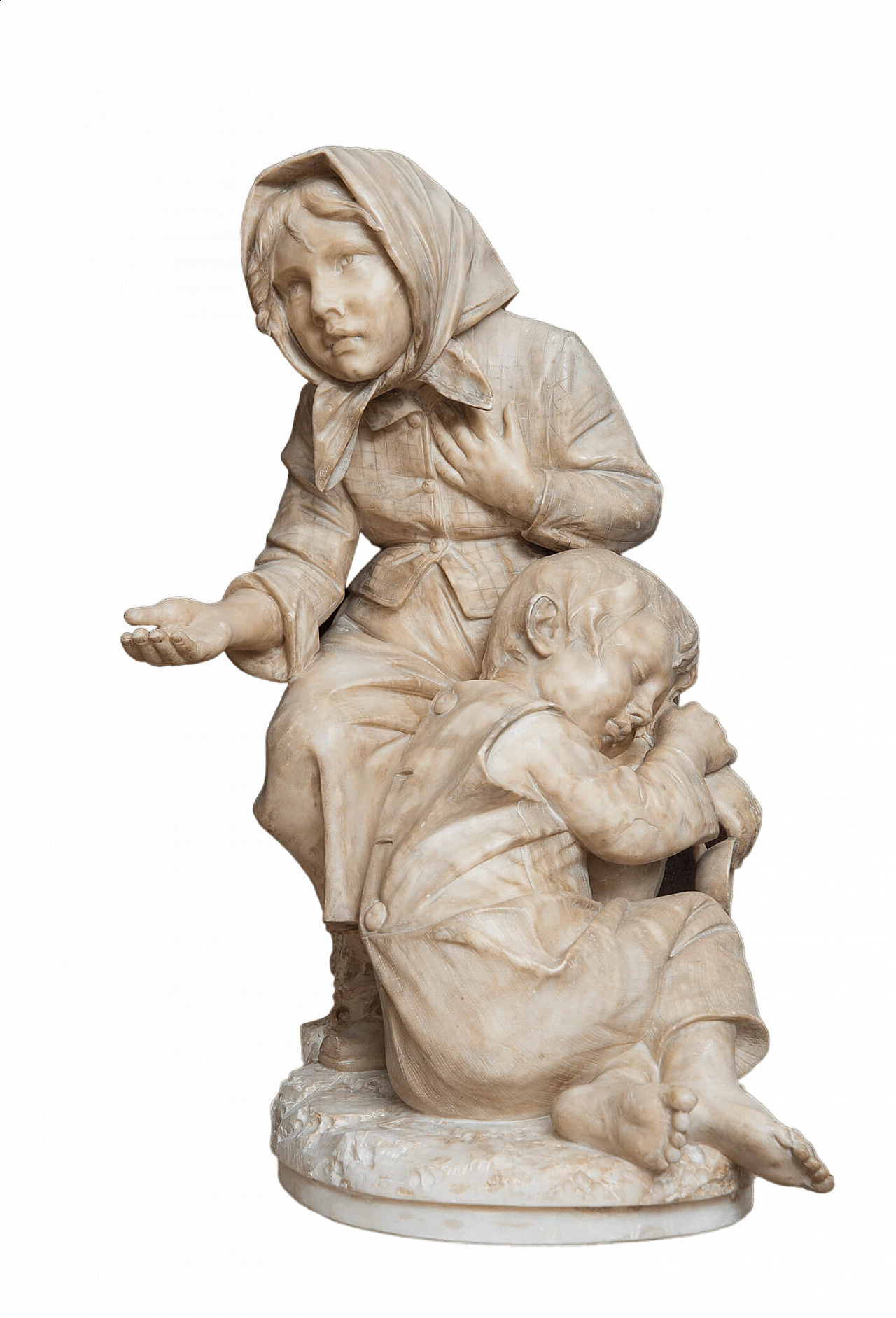 Scultura in alabastro raffigurante i figli mendicanti attribuita ad Antonio Frilli, '800 7