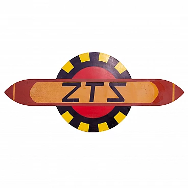 Insegna pubblicitaria ZTS cecoslovacca in metallo, anni '80