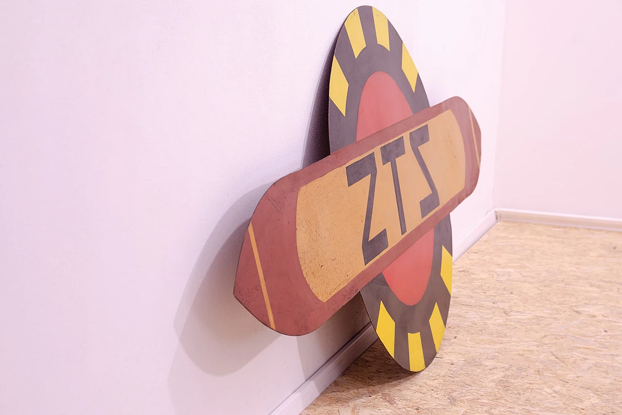 Insegna pubblicitaria ZTS cecoslovacca in metallo, anni '80 5