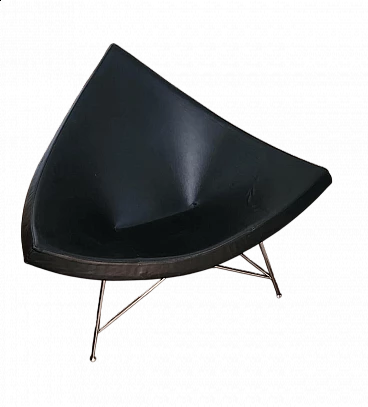 Coconut armchair in black leather by George Nelson for Vitra, 2005