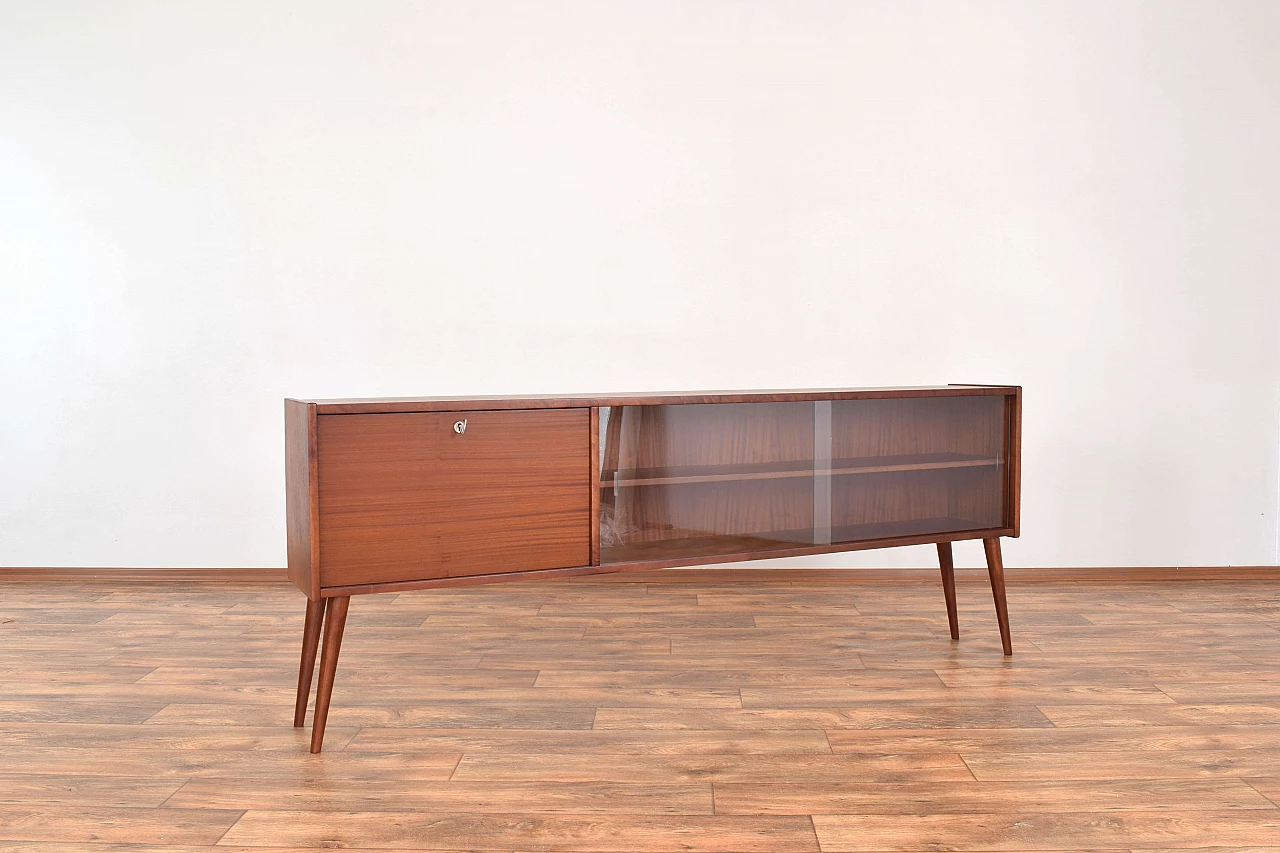 Sapele mahogany and glass sideboard by Czerska Fabryka Mebli, 1960s 2