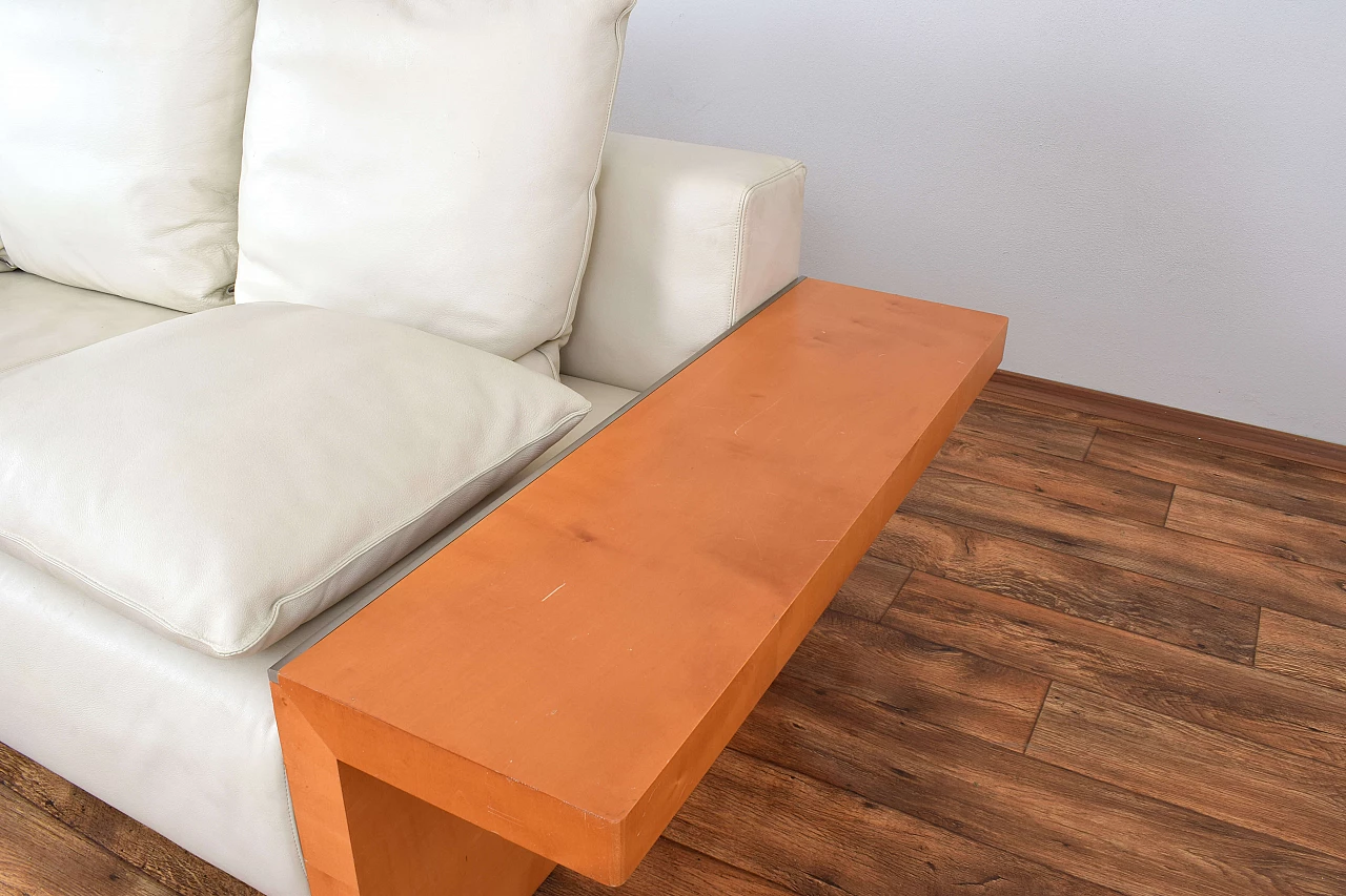 Cherry wood and beige leather sofa by Giorgetti, 1980s 8