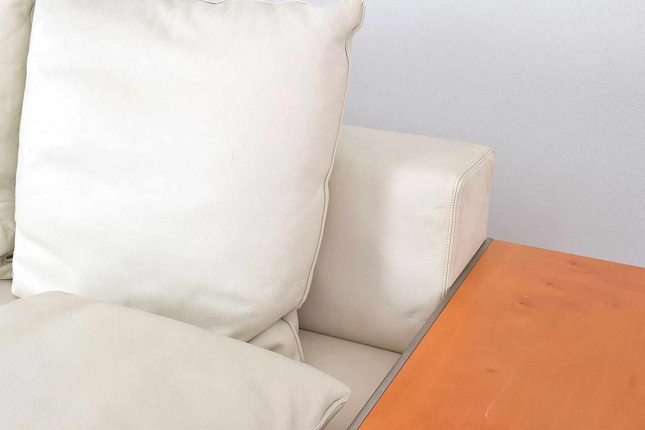 Cherry wood and beige leather sofa by Giorgetti, 1980s 11