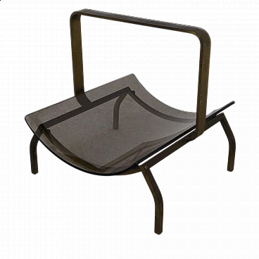 Brass and curved glass magazine rack by Fontana Arte, 1960s
