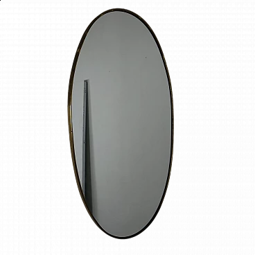 Specchio ovale in ottone, anni '60