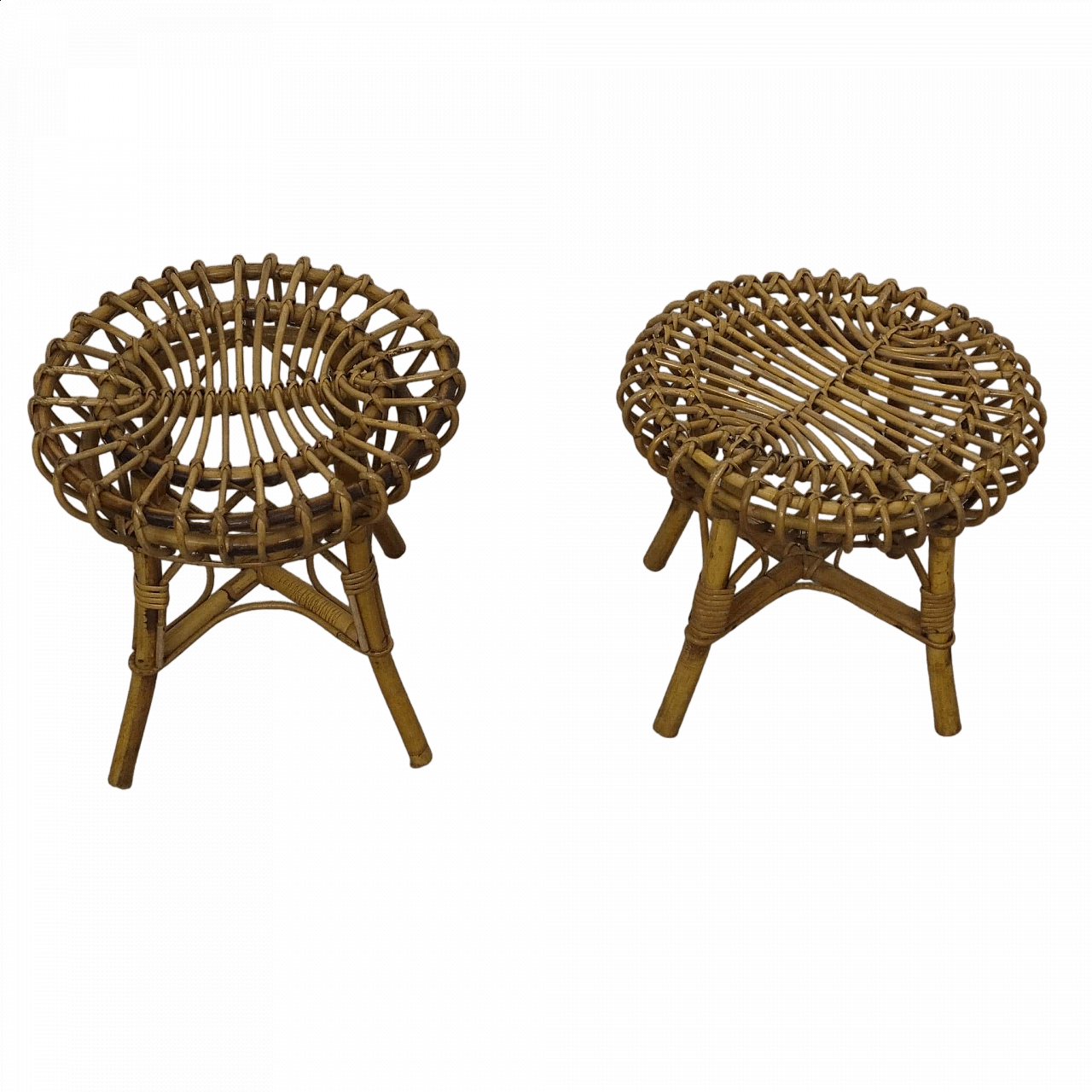 Sgabello In Plastica Rattan Verde Pistacchio Con Manico - Acan Tradineur, Multiuso 45,5x36,7x36,7 Cm