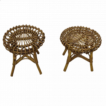 Pair of rattan stools by Franco Albini for Vittorio Bonacina, 1960s