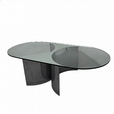 Tavolino Jorn Mod.3102 in acciaio cromato e cristallo di Giuseppe Raimondi, anni '70