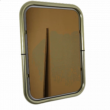 Mirror with brass-plated aluminium frame, 1970s