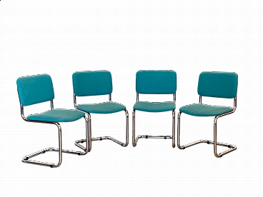4 Steel and fabric chairs, 1970s