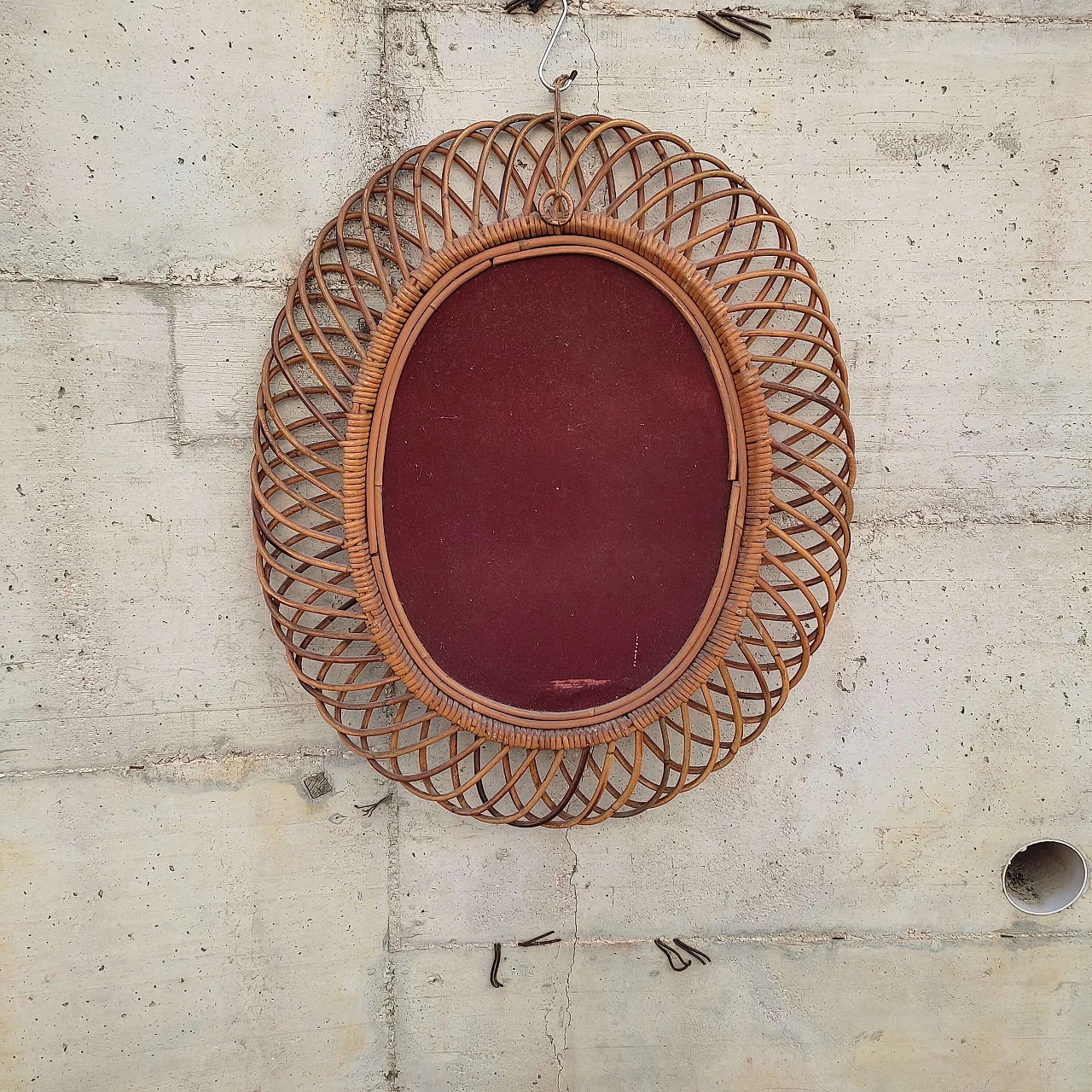 Wicker mirror by Franco Albini for Bonacina, 1960s 3