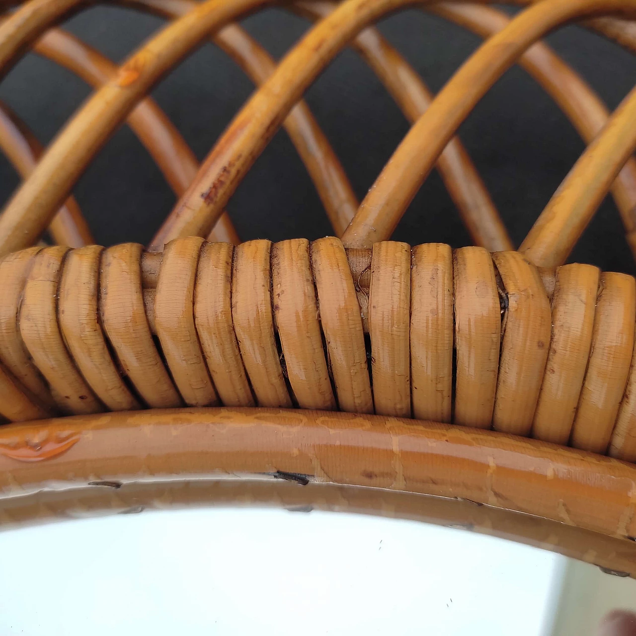 Specchio in vimini di Franco Albini per Bonacina, anni '60 7
