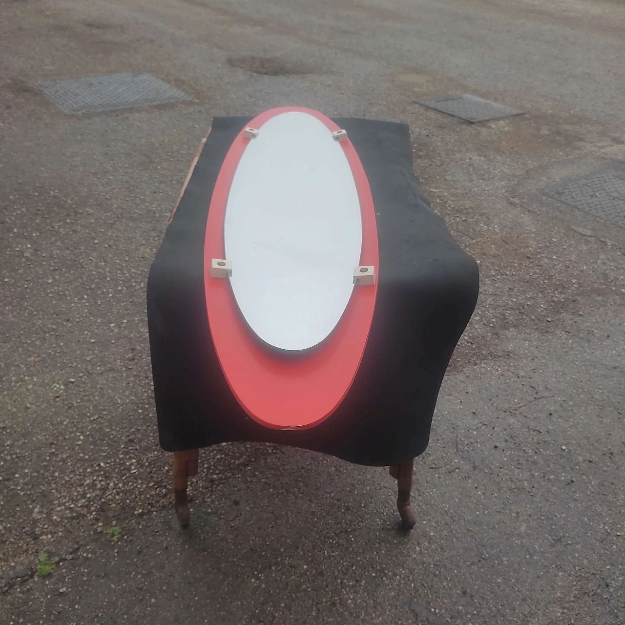 Orange lacquered wood mirror attributed to Campo&Graffi, 1960s 5