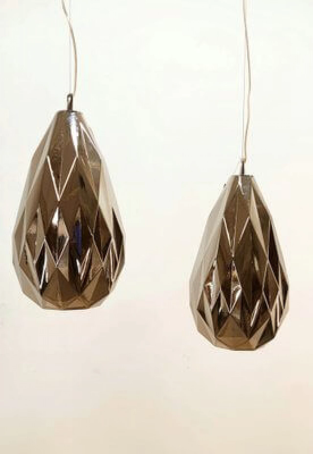 Silver glass hanging lamp, 1990s 1
