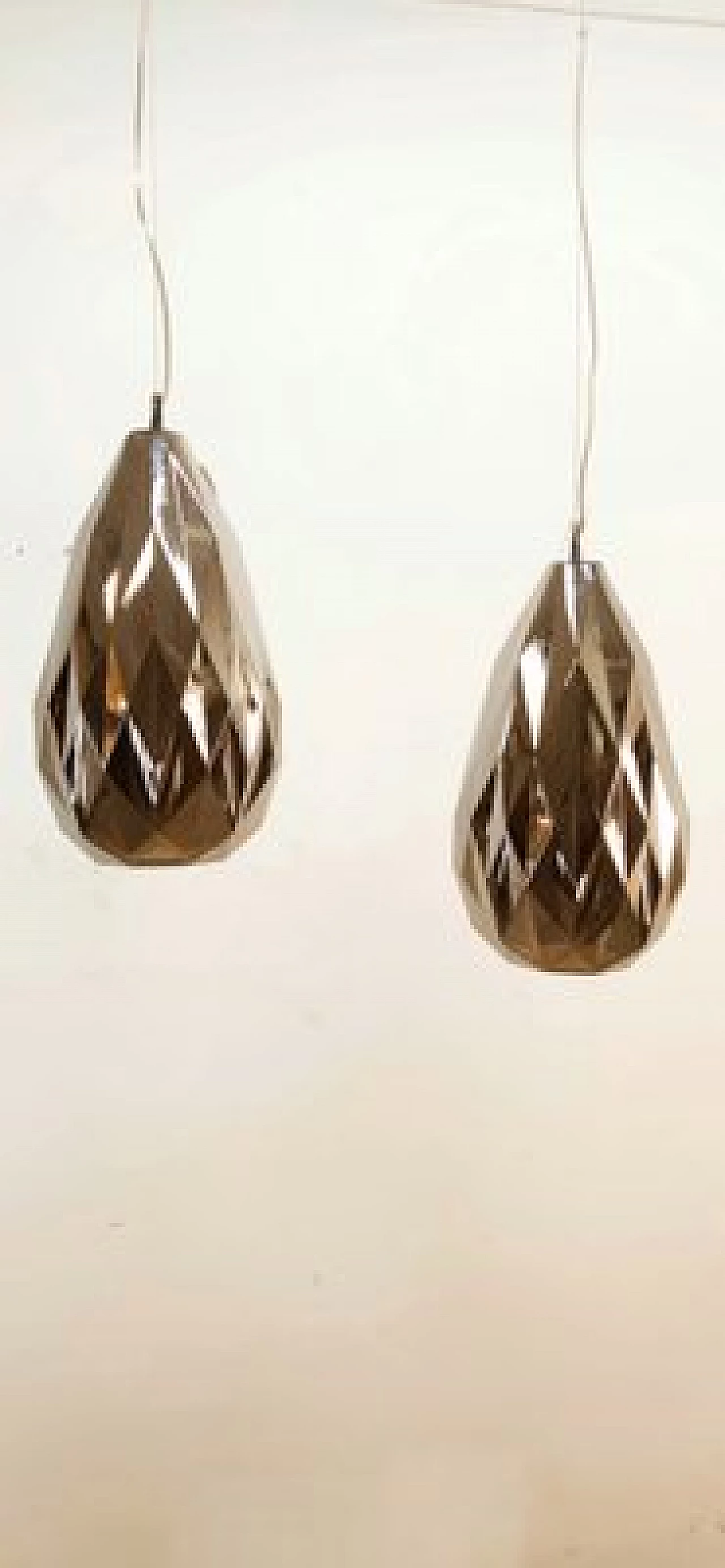 Silver glass hanging lamp, 1990s 3