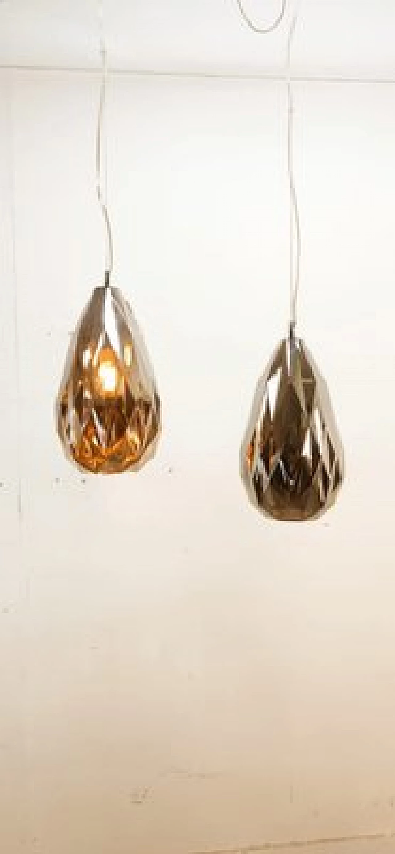 Silver glass hanging lamp, 1990s 10