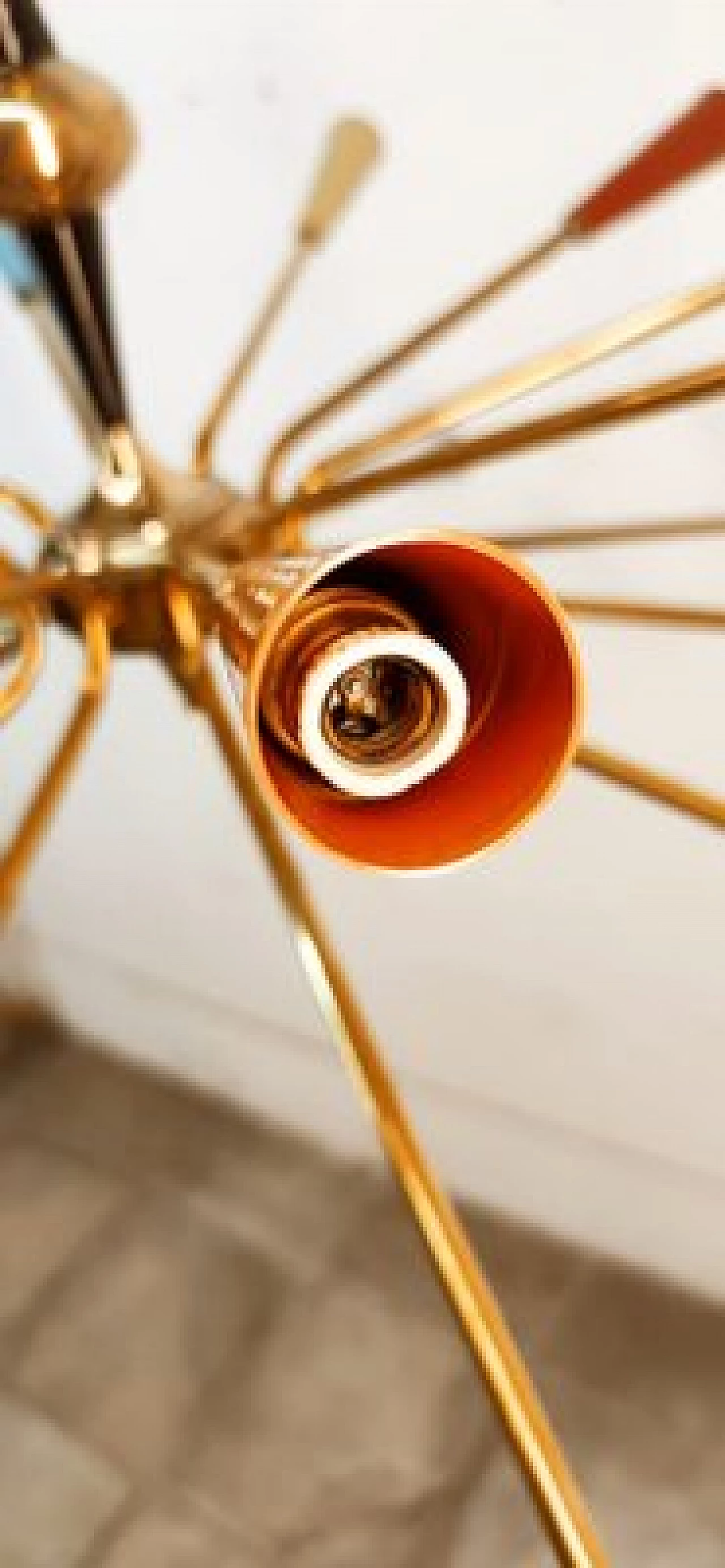 Brass and multicolored aluminum Sputnik chandelier by Stilnovo, 1960s 16