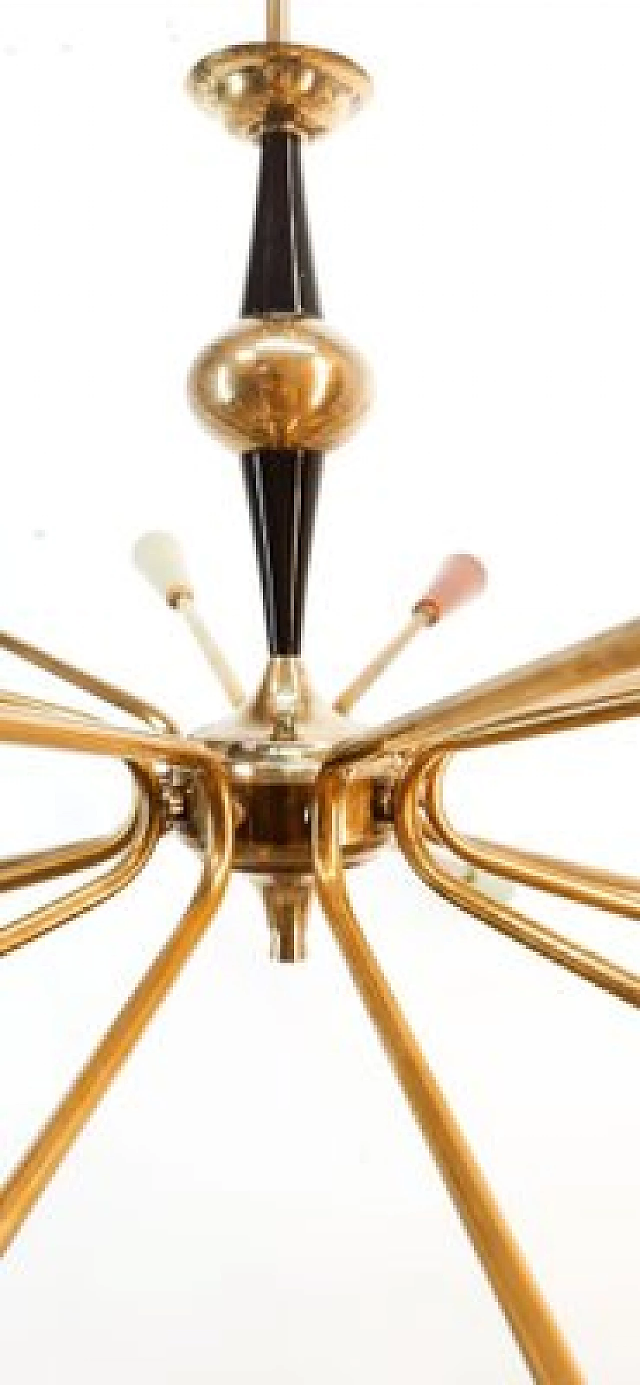 Brass and multicolored aluminum Sputnik chandelier by Stilnovo, 1960s 17