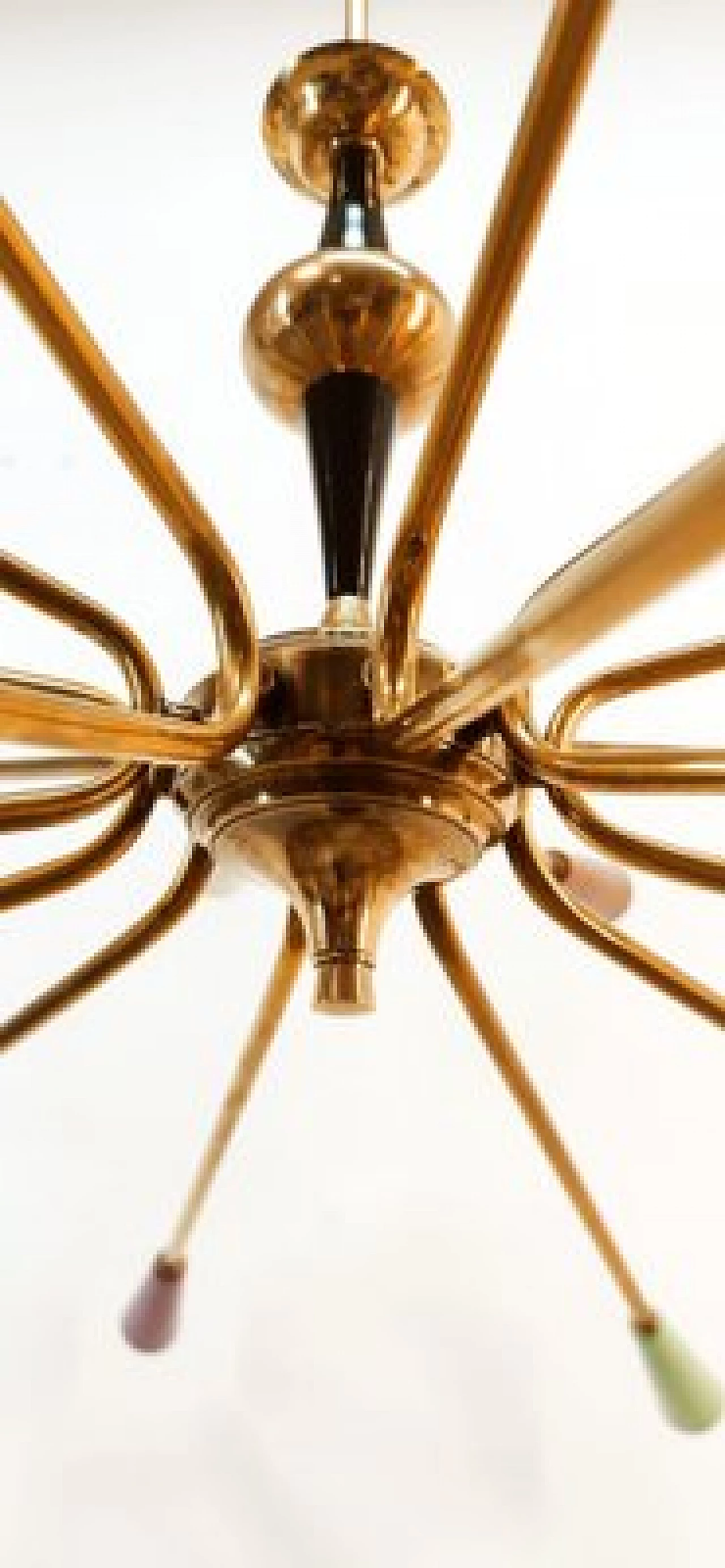 Brass and multicolored aluminum Sputnik chandelier by Stilnovo, 1960s 19