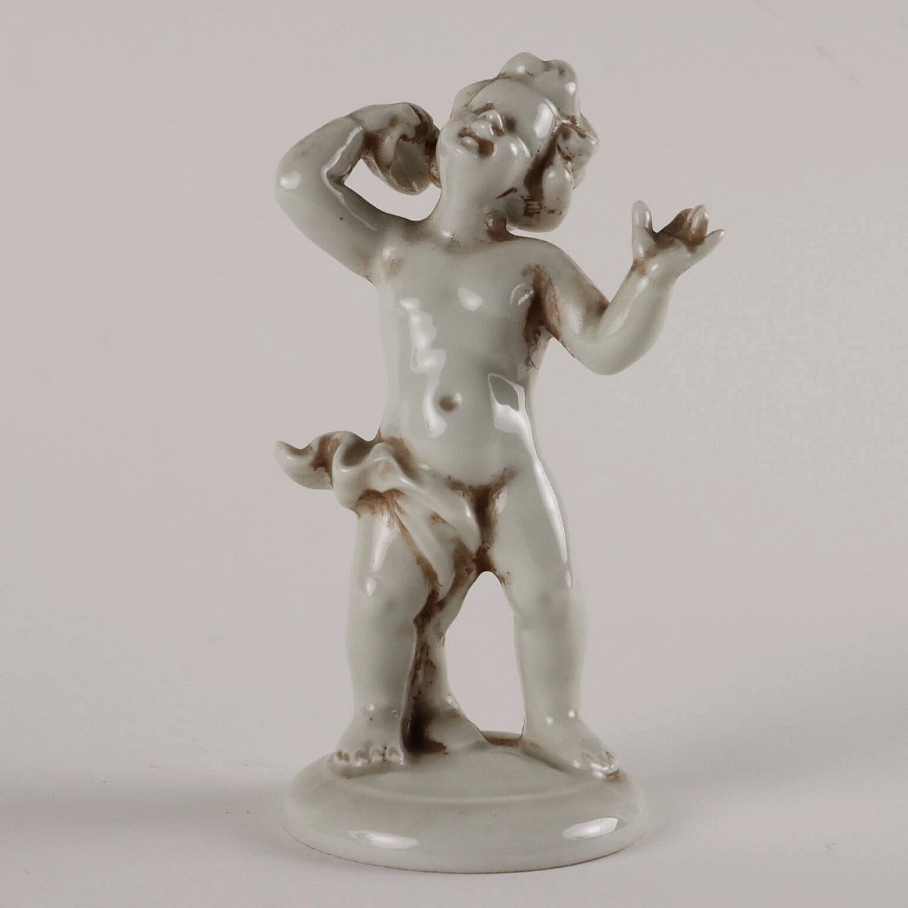 3 putti, sculture in porcellana bianca di Capodimonte, anni '30 6