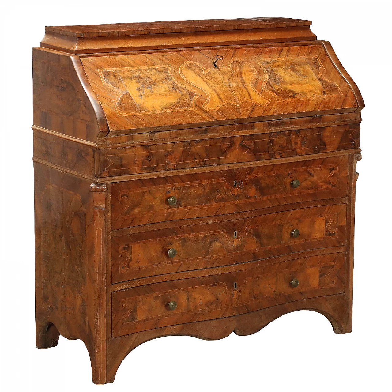 Lombard Barocchetto walnut panelled flap desk, third quarter of the 18th century 1