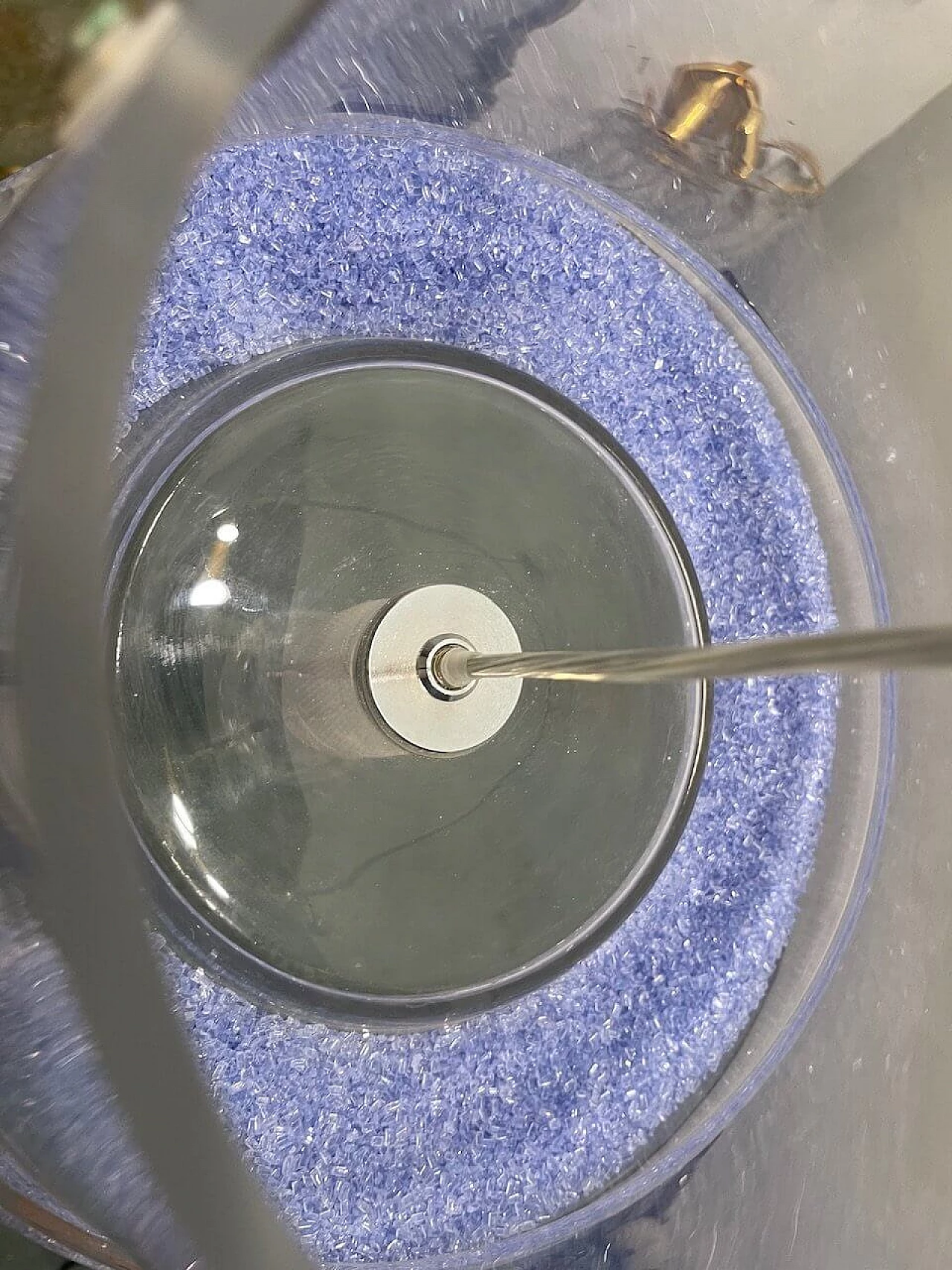 Acrylic and blue crystal hanging lamp by Fontana Arte 6