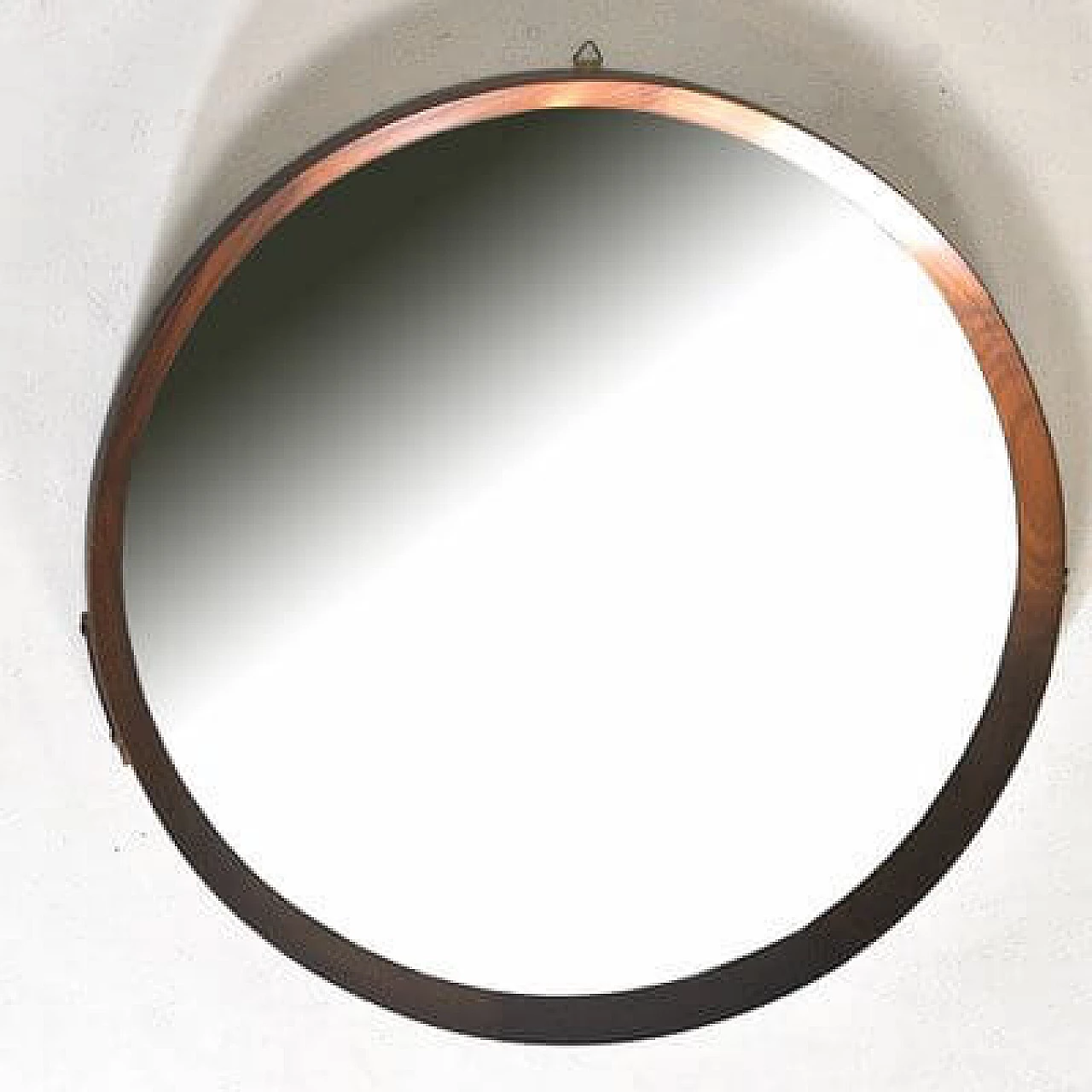 Specchio da parete rotondo in legno curvato, anni '60 1