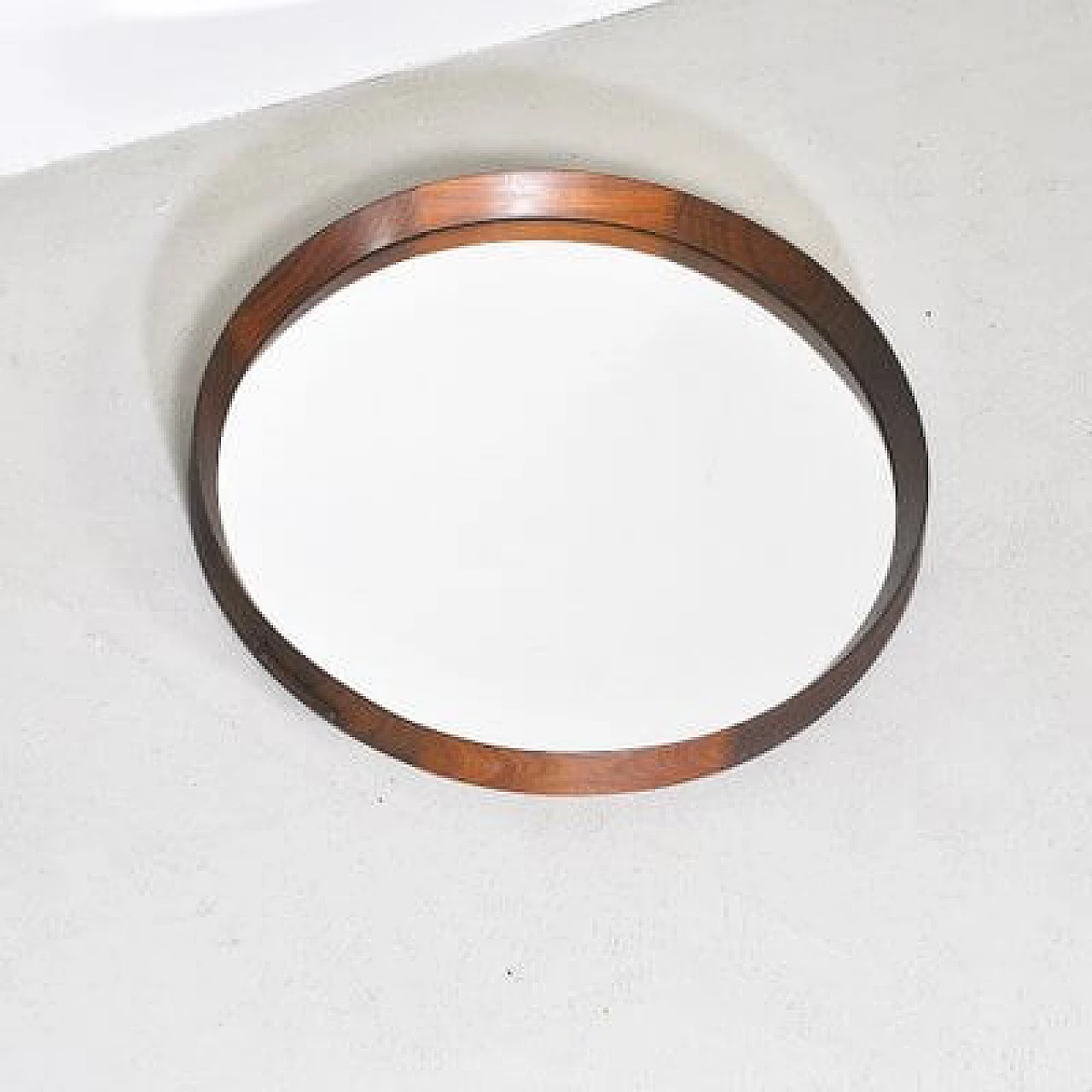 Specchio da parete rotondo in legno curvato, anni '60 3