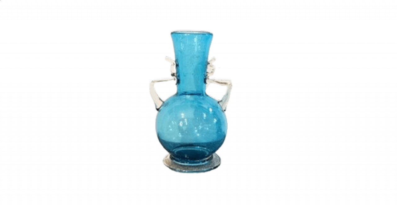 Vaso anfora blu in vetro di Murano, anni '50 5