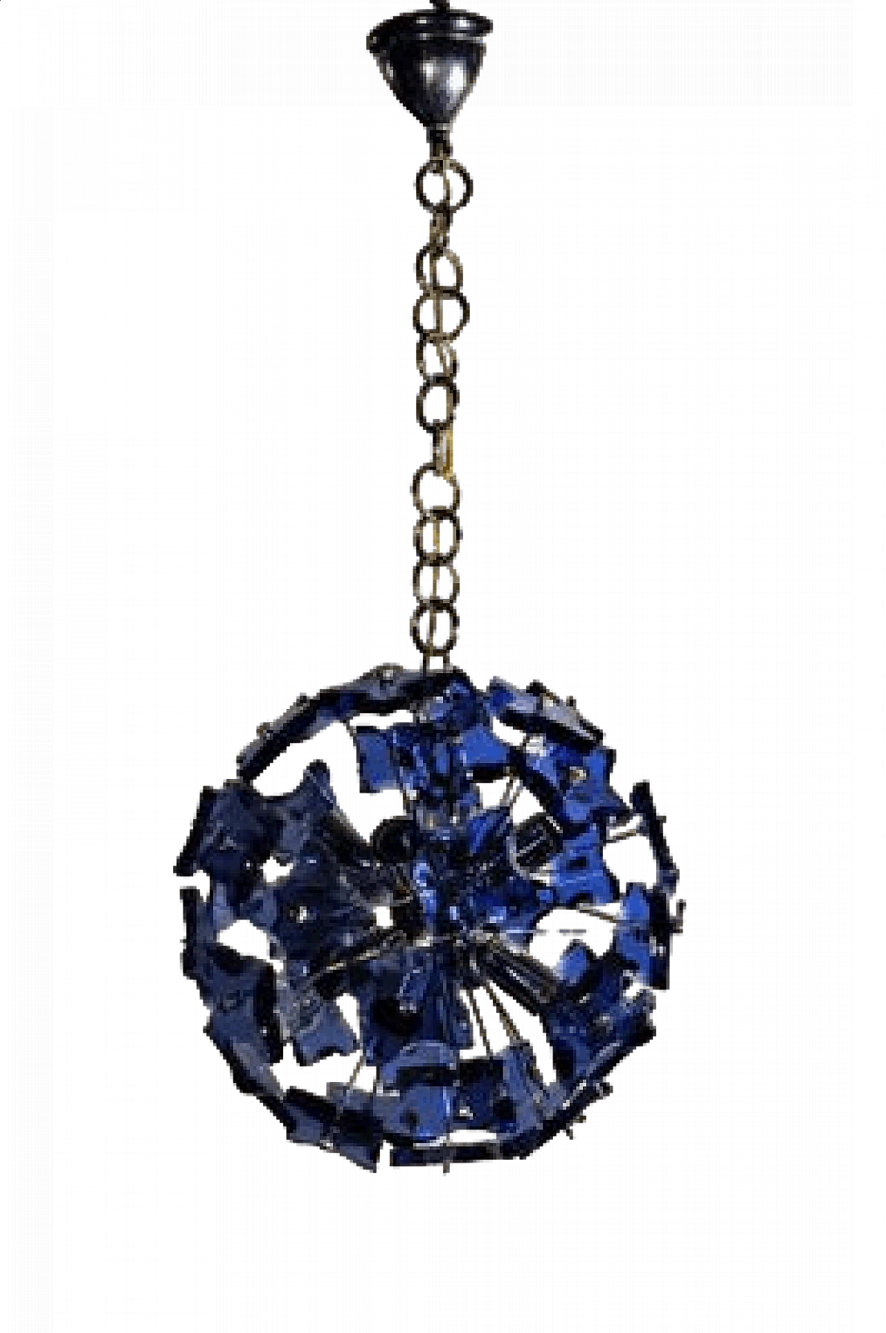 Ceiling lamp in blue chromed glass and metal, 1970s 7