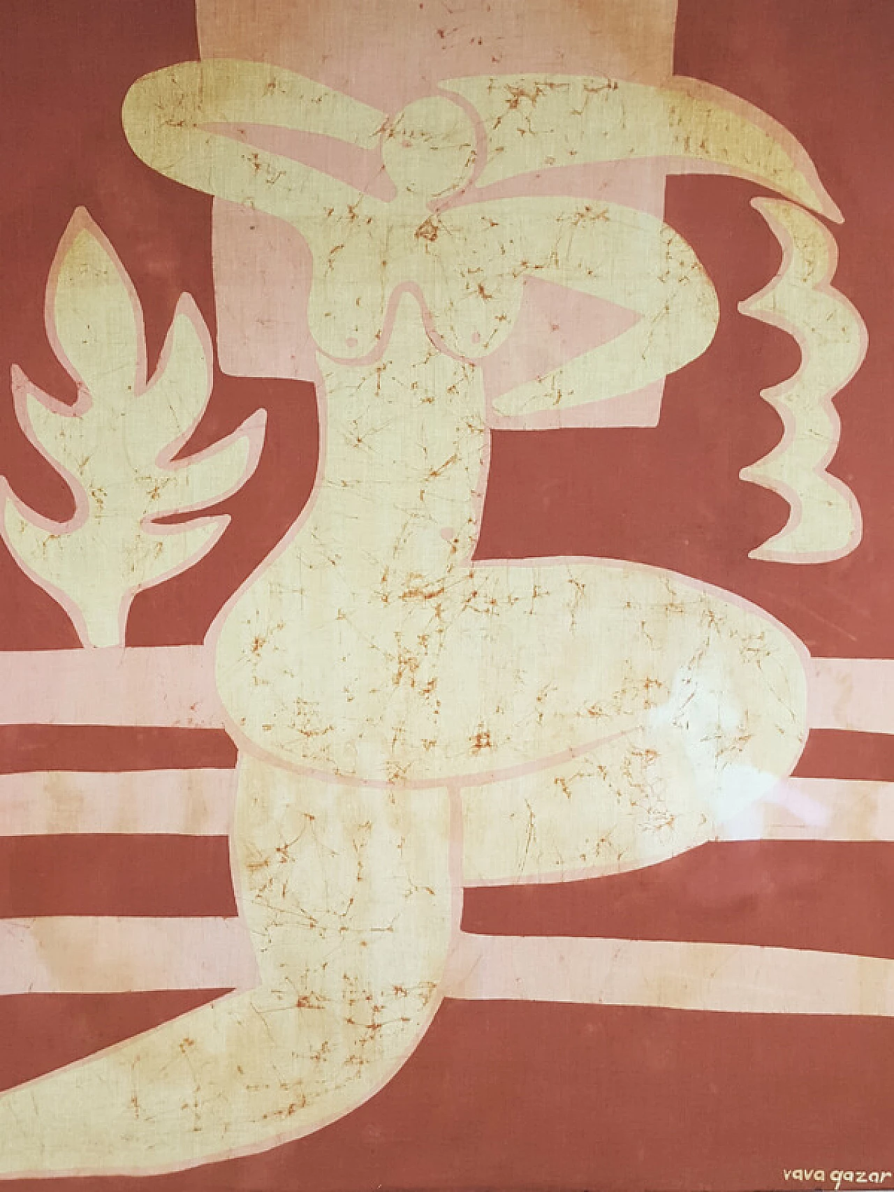 Batik technique printed fabric by Vava Quazar, 1974 6