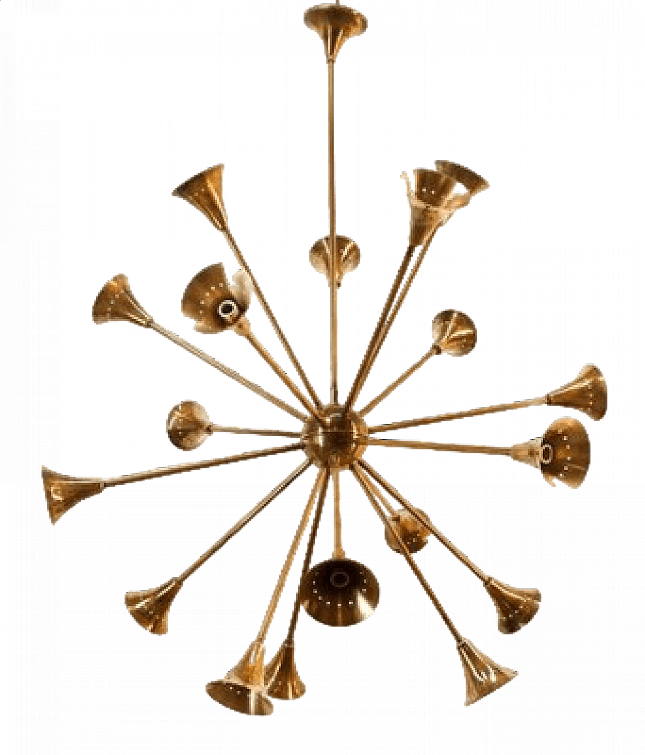 Eighteen-light brass Sputnik chandelier, 1950s 33