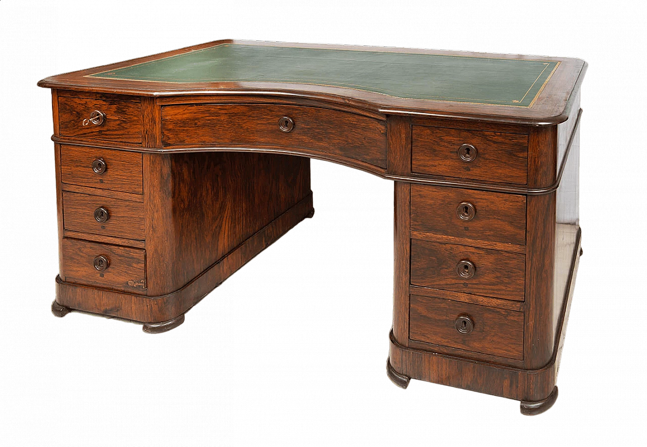Louis Philippe exotic wood desk with chiselled leather top, first half of 19th century 6