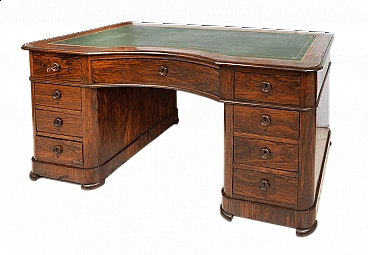 Louis Philippe exotic wood desk with chiselled leather top, first half of 19th century