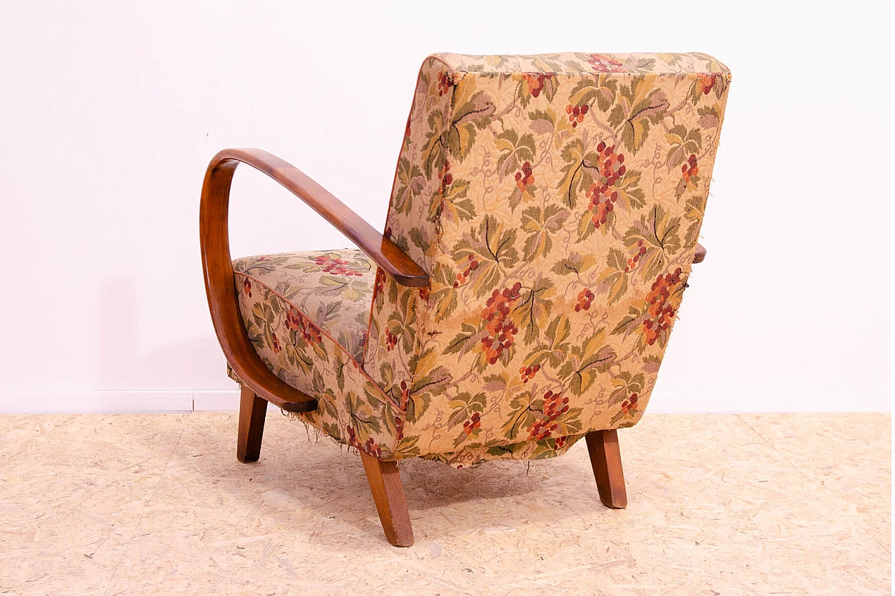 Bent wood and floral fabric armchair by Jindřich Halabala for UP Závody, 1950s 7