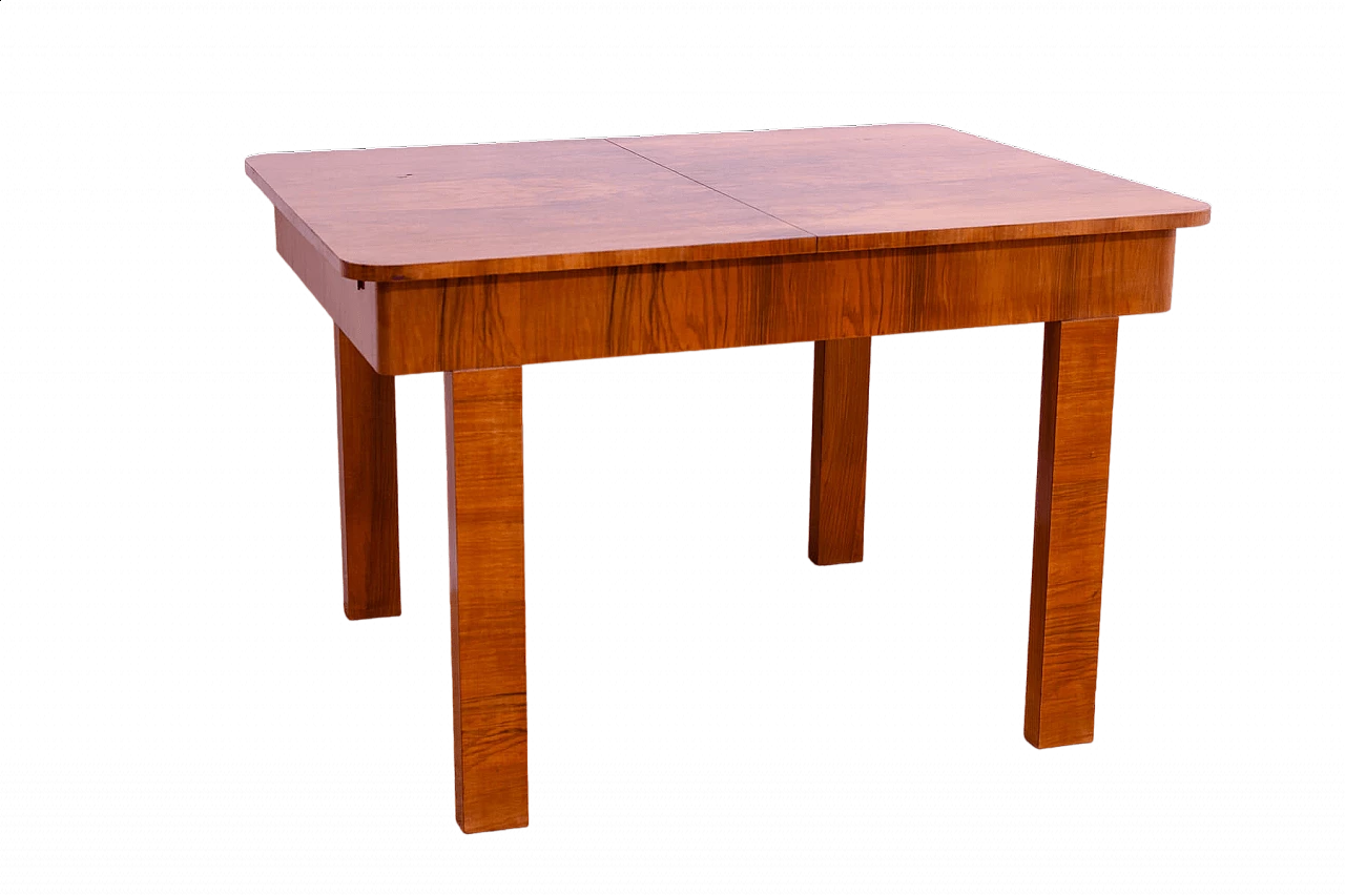 Tavolo Art Déco cecoslovacco allungabile in noce, anni '30 20
