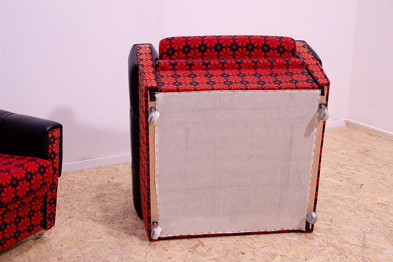 Coppia di poltrone cecoslovacche in similpelle e tessuto, anni '70 17