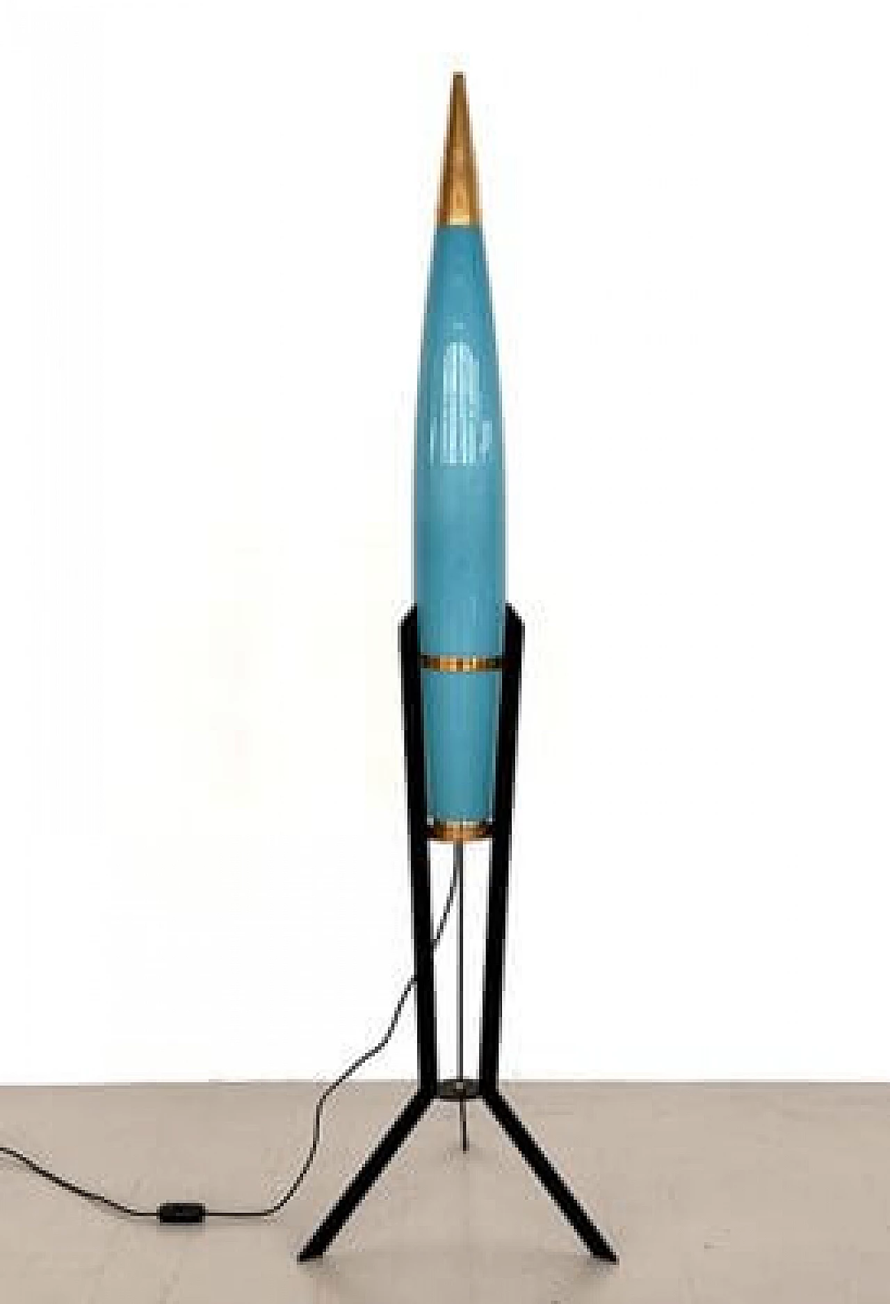 Rocket floor lamp in glass and brass by Vistosi, 1970s 1