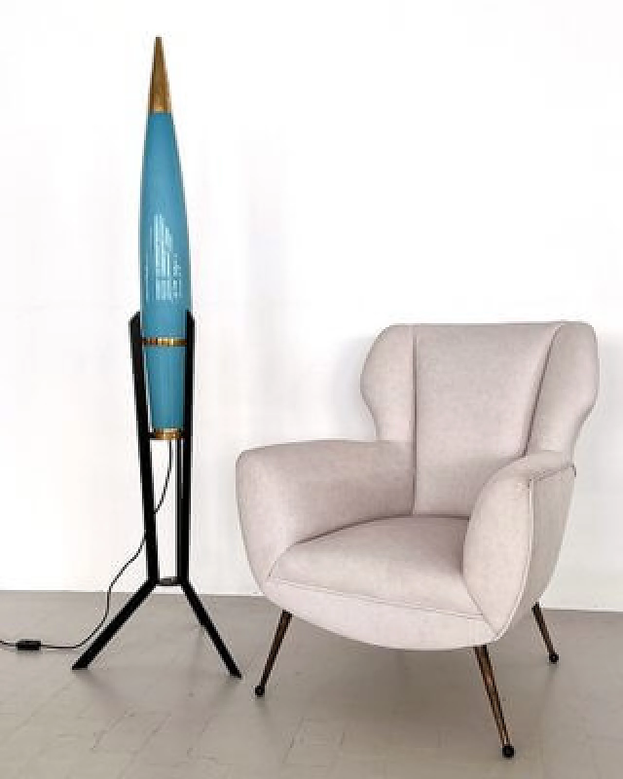 Rocket floor lamp in glass and brass by Vistosi, 1970s 2