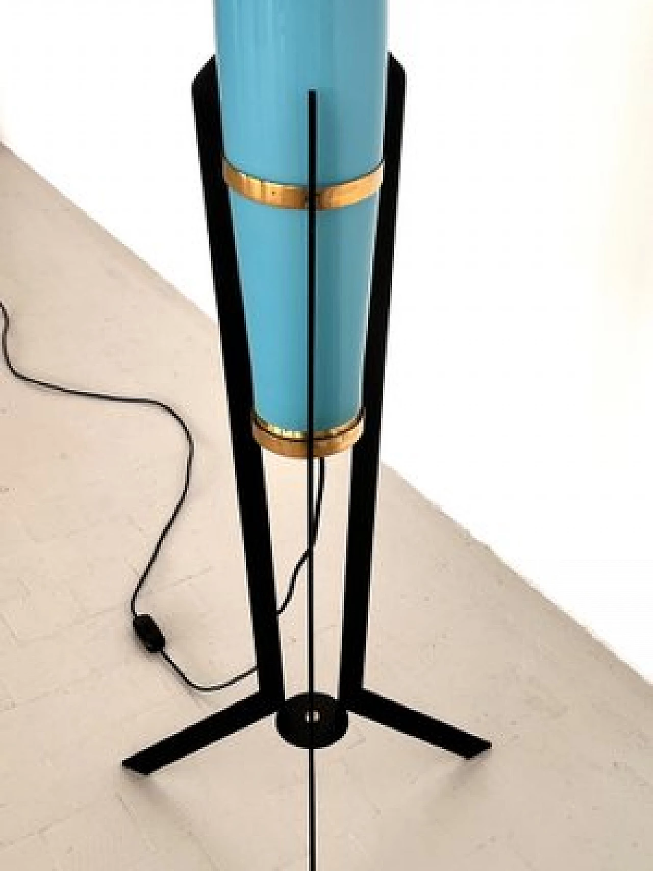 Rocket floor lamp in glass and brass by Vistosi, 1970s 3