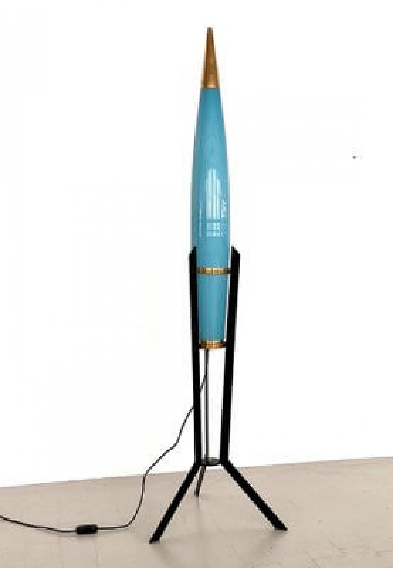 Rocket floor lamp in glass and brass by Vistosi, 1970s 10