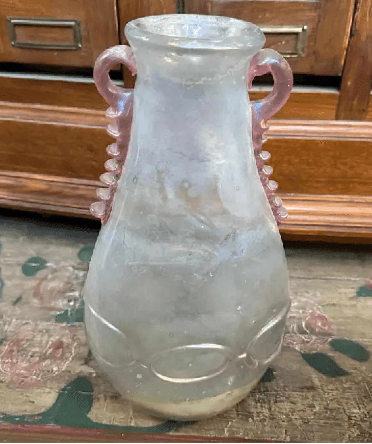 Coppia di vasi in vetro di Murano Scavo attribuiti a Cenedese, anni '70 3