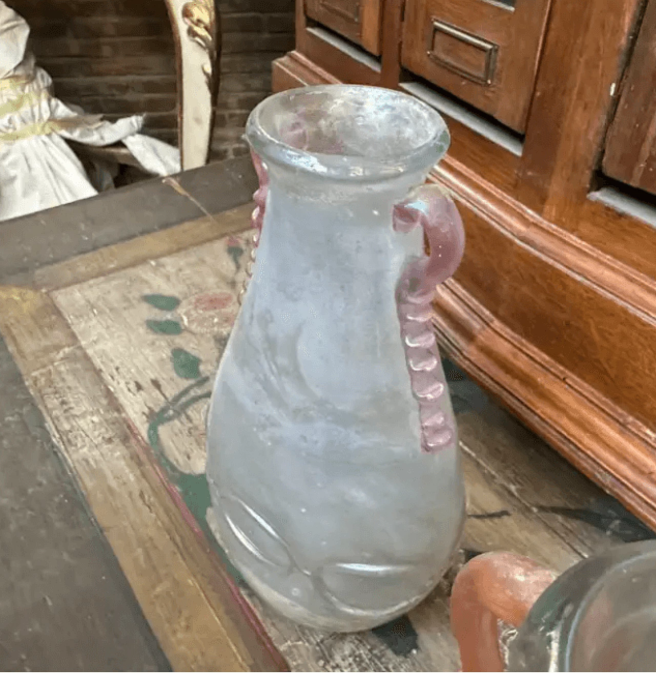 Coppia di vasi in vetro di Murano Scavo attribuiti a Cenedese, anni '70 9