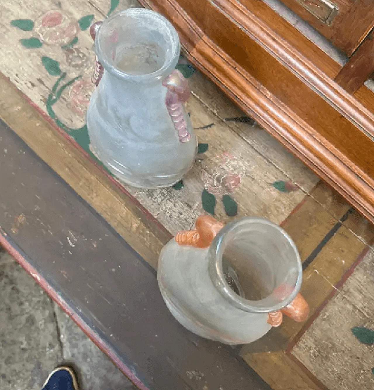Coppia di vasi in vetro di Murano Scavo attribuiti a Cenedese, anni '70 11