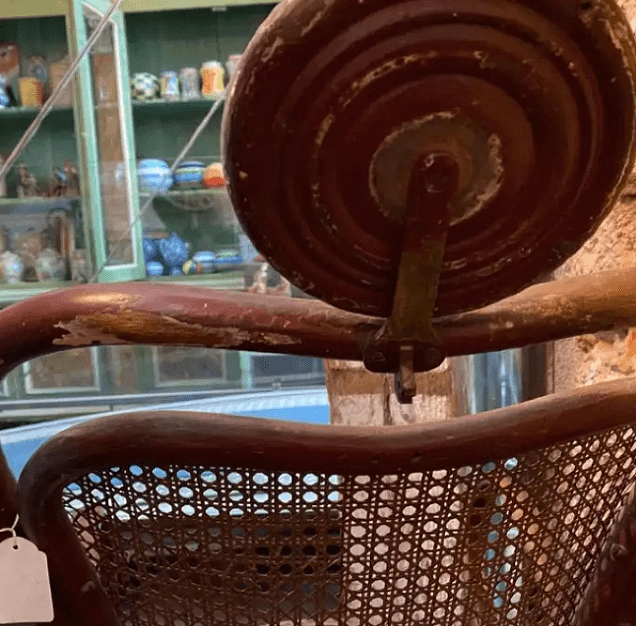 Tonet swivel barber's armchair in wood and wicker, early 20th century 11