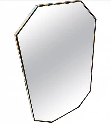 Specchio da parete ottagonale in ottone nello stile di Gio Ponti, anni '60