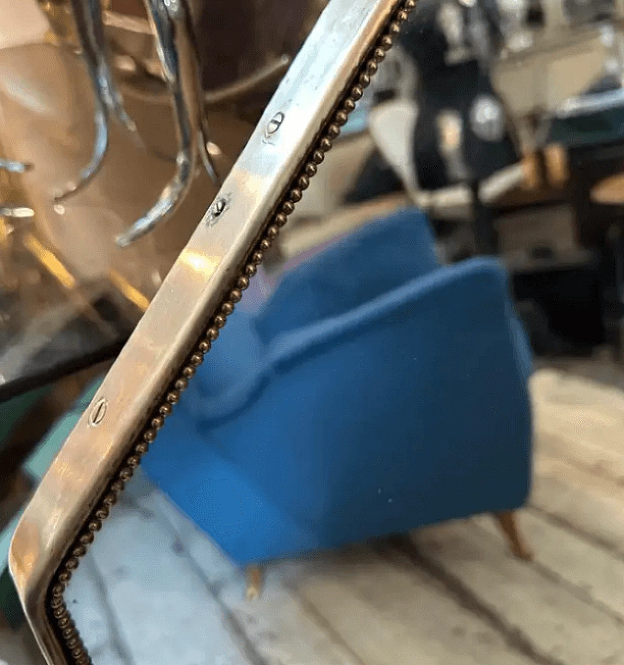 Brass octagonal wall mirror in the style of Gio Ponti, 1960s 5