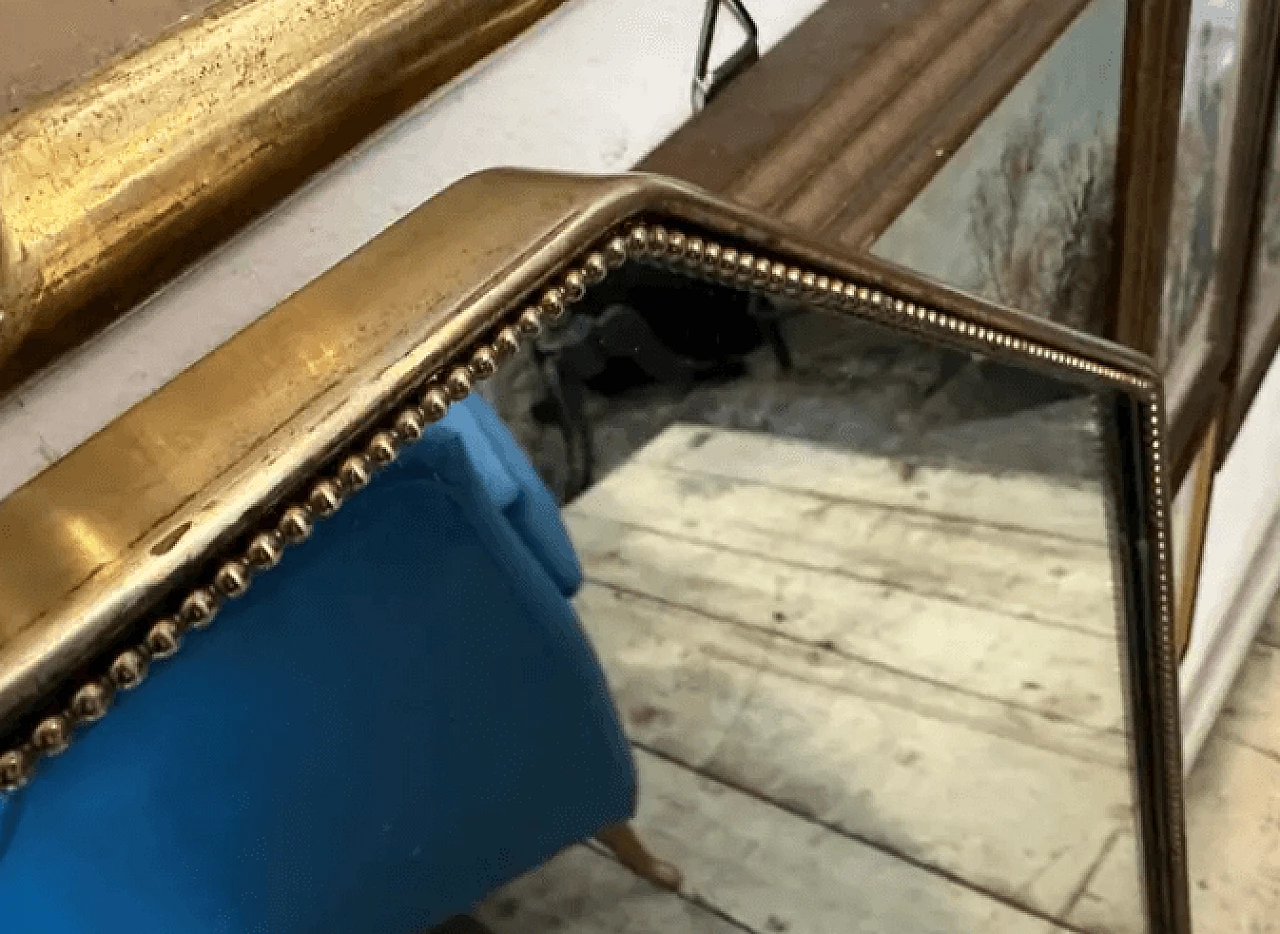 Brass octagonal wall mirror in the style of Gio Ponti, 1960s 9