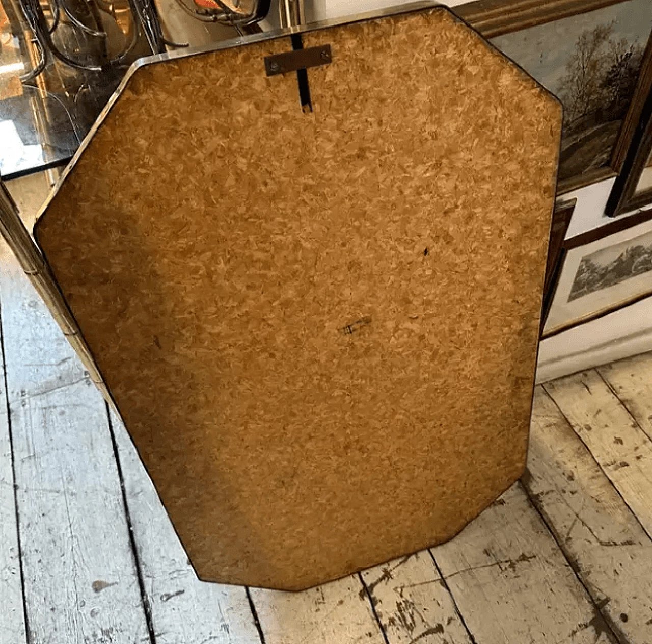 Brass octagonal wall mirror in the style of Gio Ponti, 1960s 10